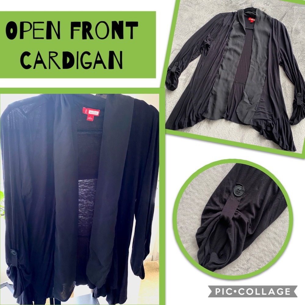 Open Front Cardigan w/ Raylon Detail